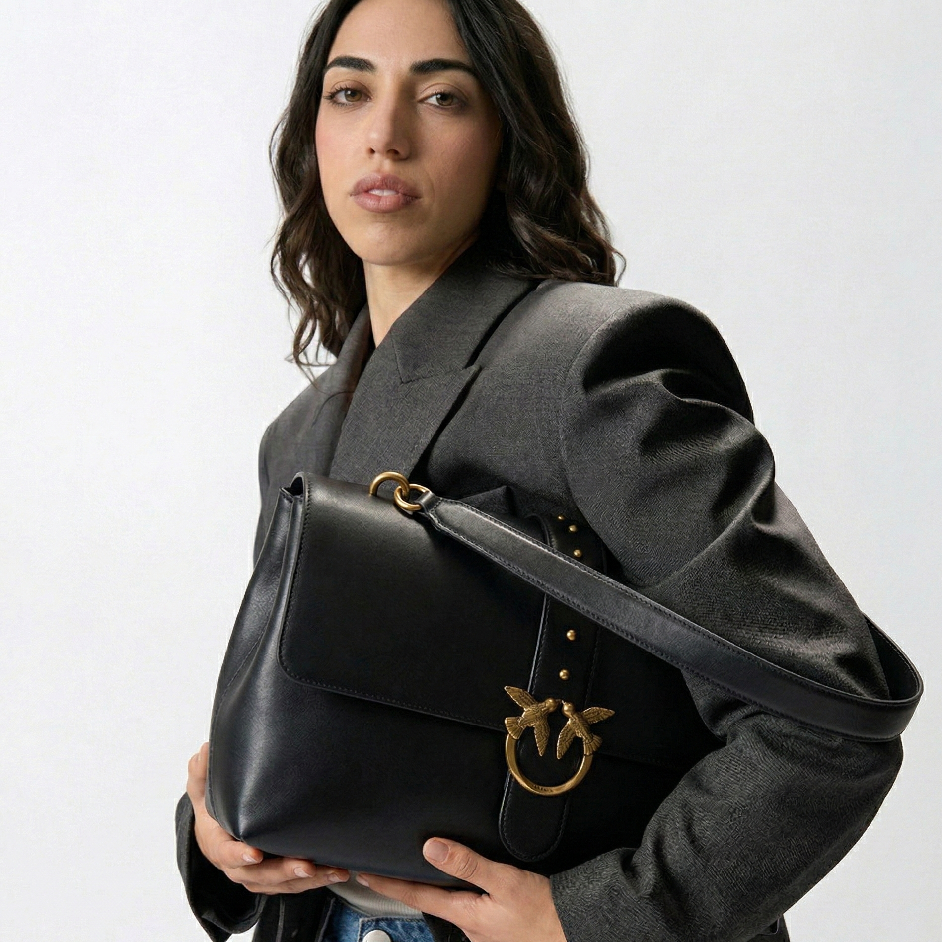 Borsa Pinko Maxi Love Bag Slouchy Nera