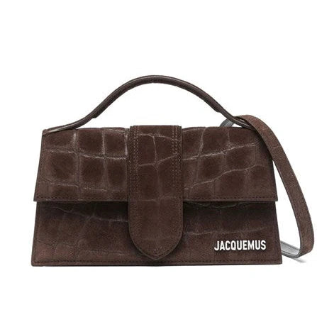 Borsa Jacquemus Grand Bambino Croco/Marrone